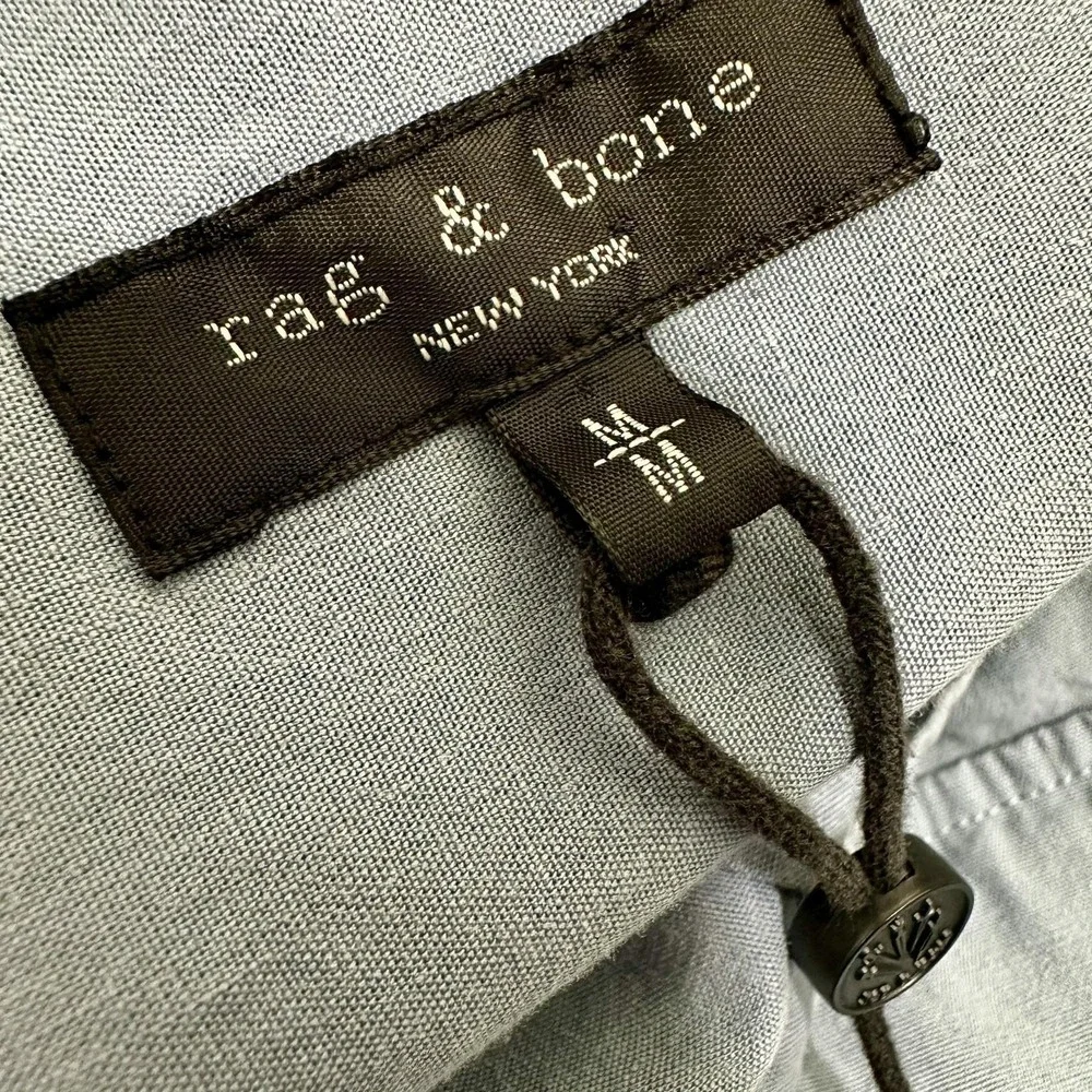 Rag & Bone Womens M Blue Lyocell Linen Utility Jumpsuit Wide Leg Belted Collared